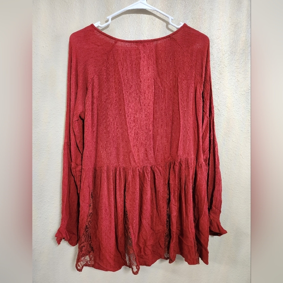 American Eagle red boho blouse top size large - Picture 6 of 6
